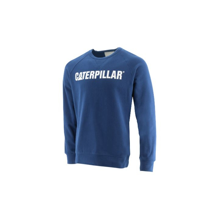 Caterpillar Foundation Crewneck - Mens Sweatshirts - Blue - NZ (289IAFCVE)